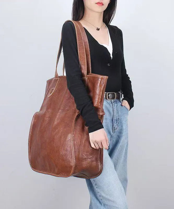 2024 New Large Capacity Brown Cowhide Satchel Bag Handbag MM074