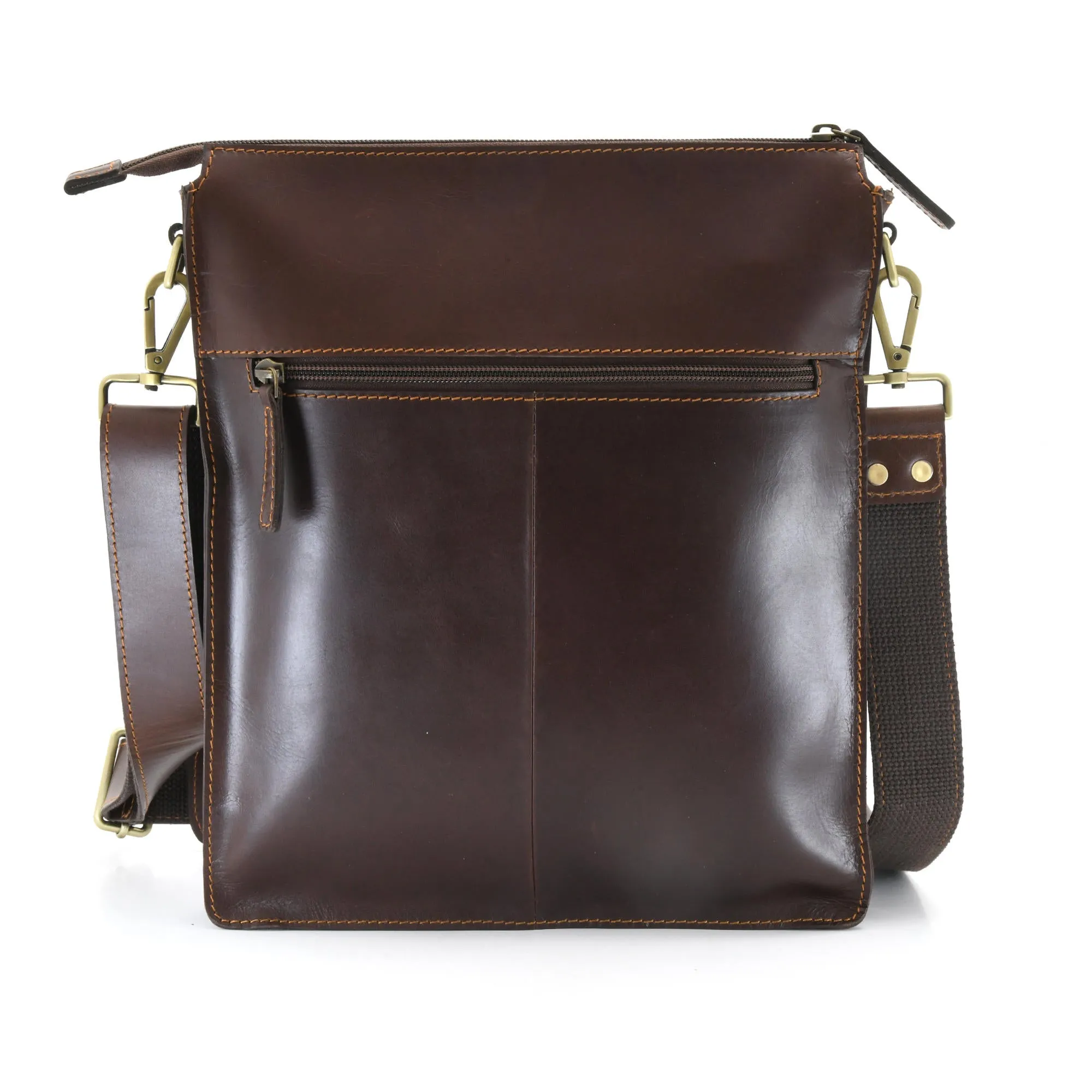 392002 Tall Cross Body Satchel Bag in Dark Brown Full Grain Leather | Style n Craft