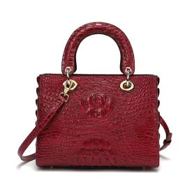 Alligator Embossed Leather Satchel