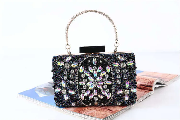 Black Beaded Evening Clutch Bag