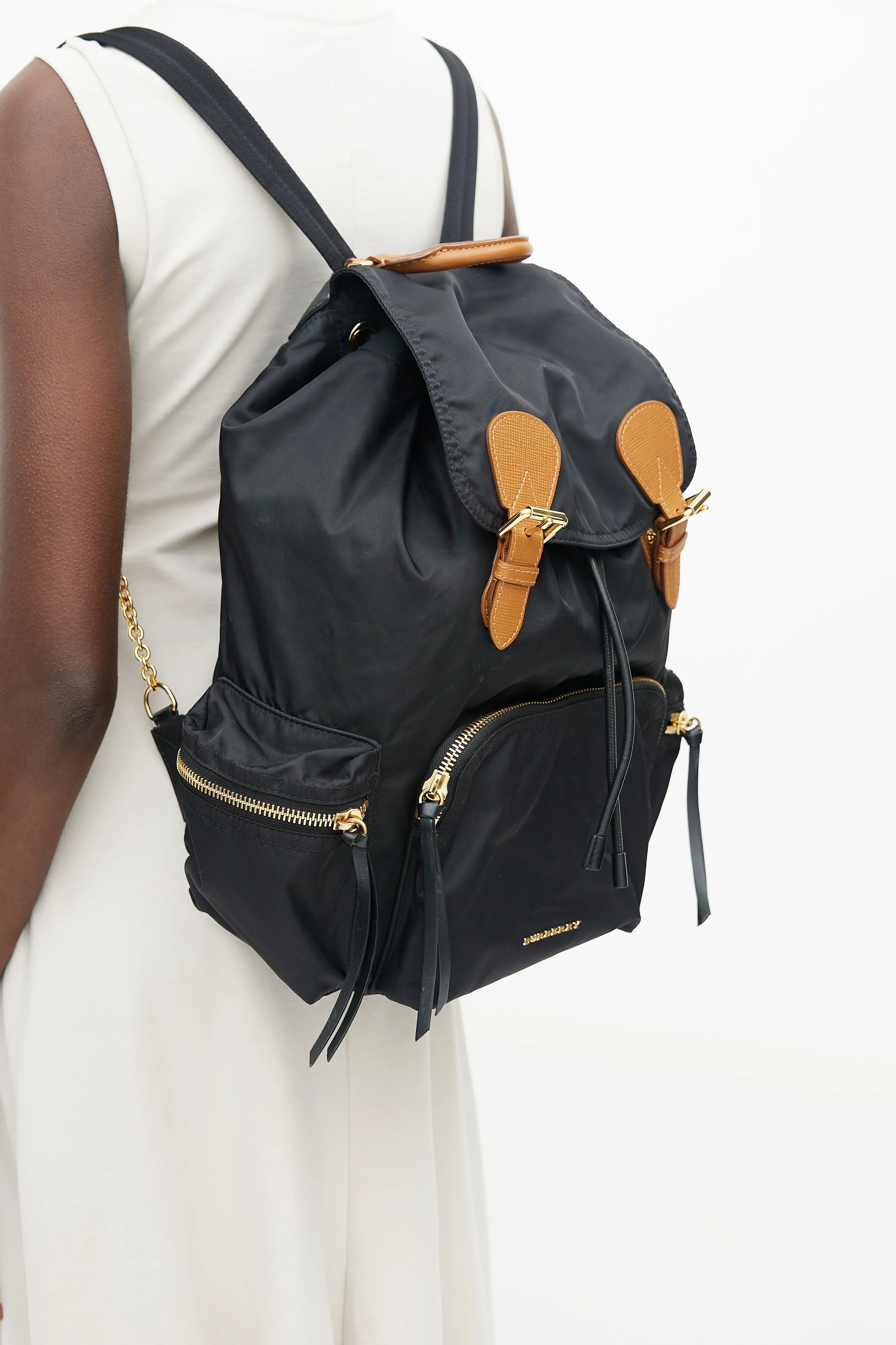 Black Nylon Rucksack Backpack