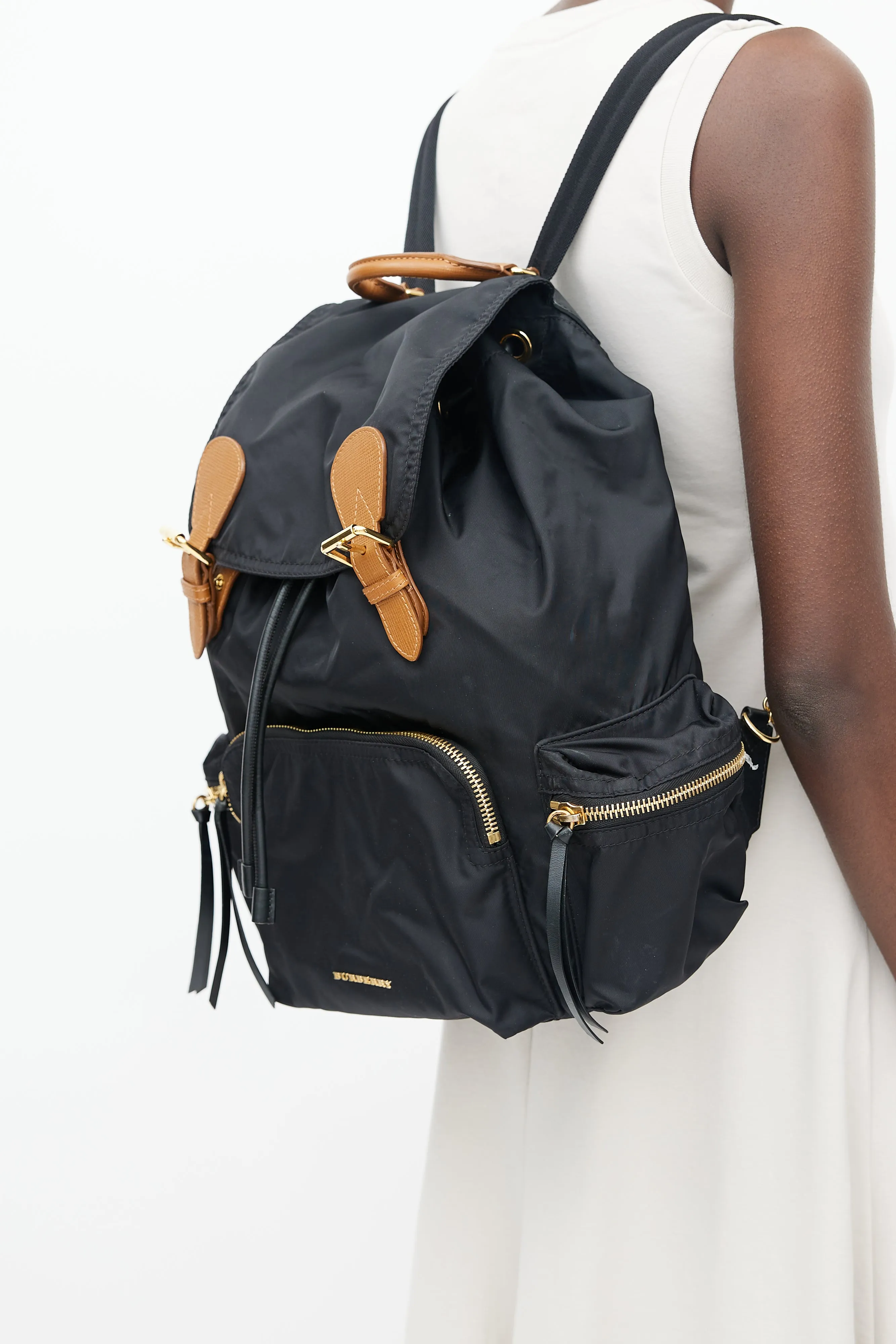 Black Nylon Rucksack Backpack