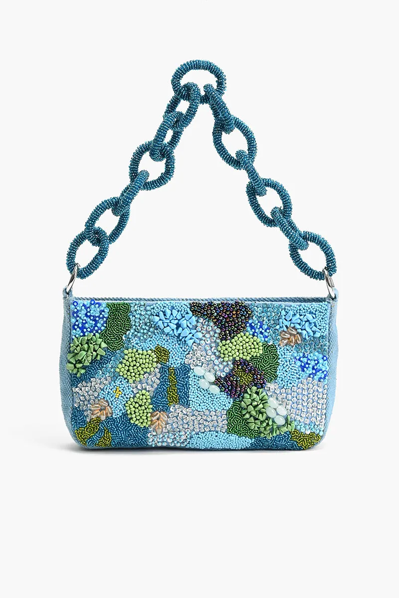 Blue Lagoon Luxe Trio Shoulder Bag, Mini Pouch & Earrings