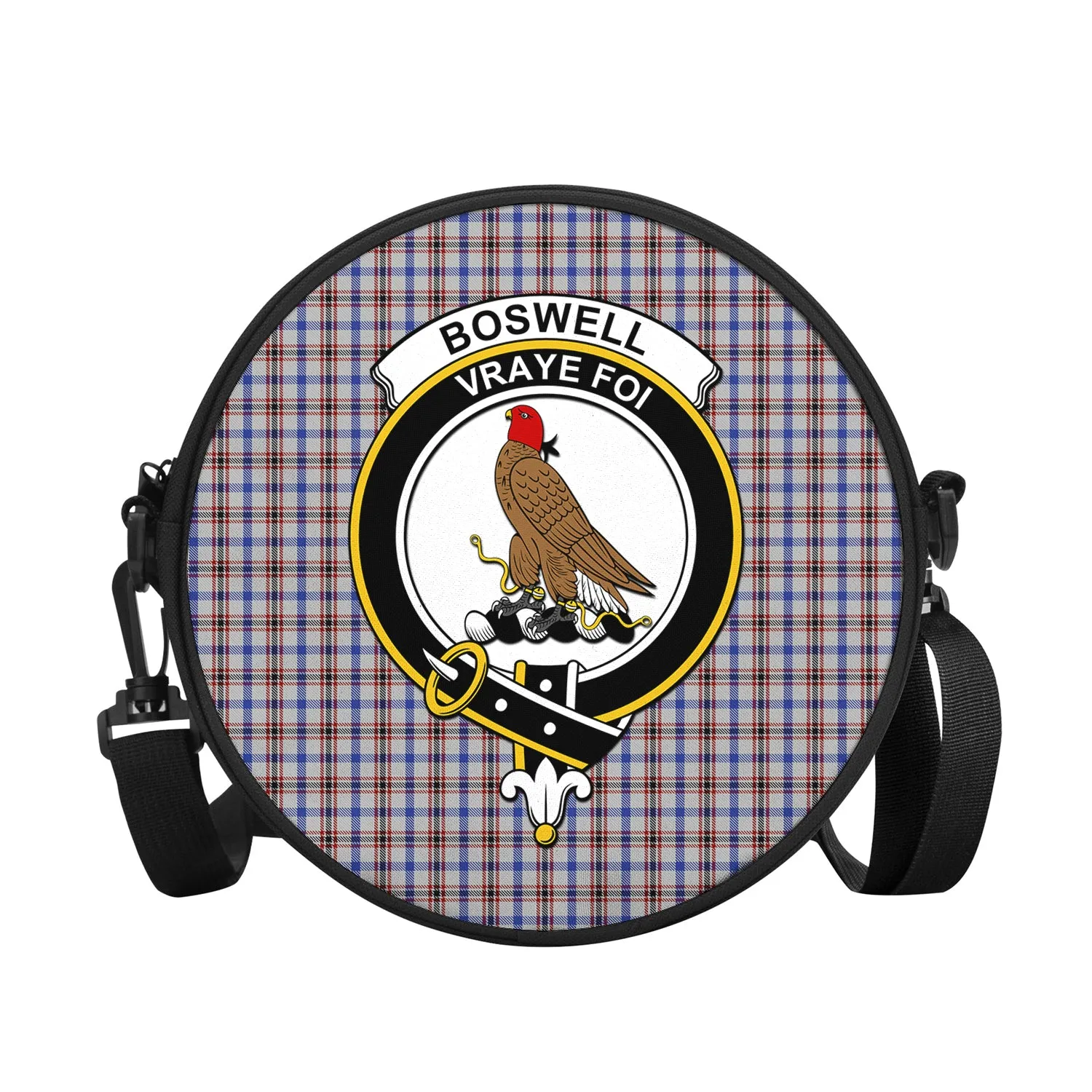 Boswell Tartan Round Satchel Bags with Family Crest