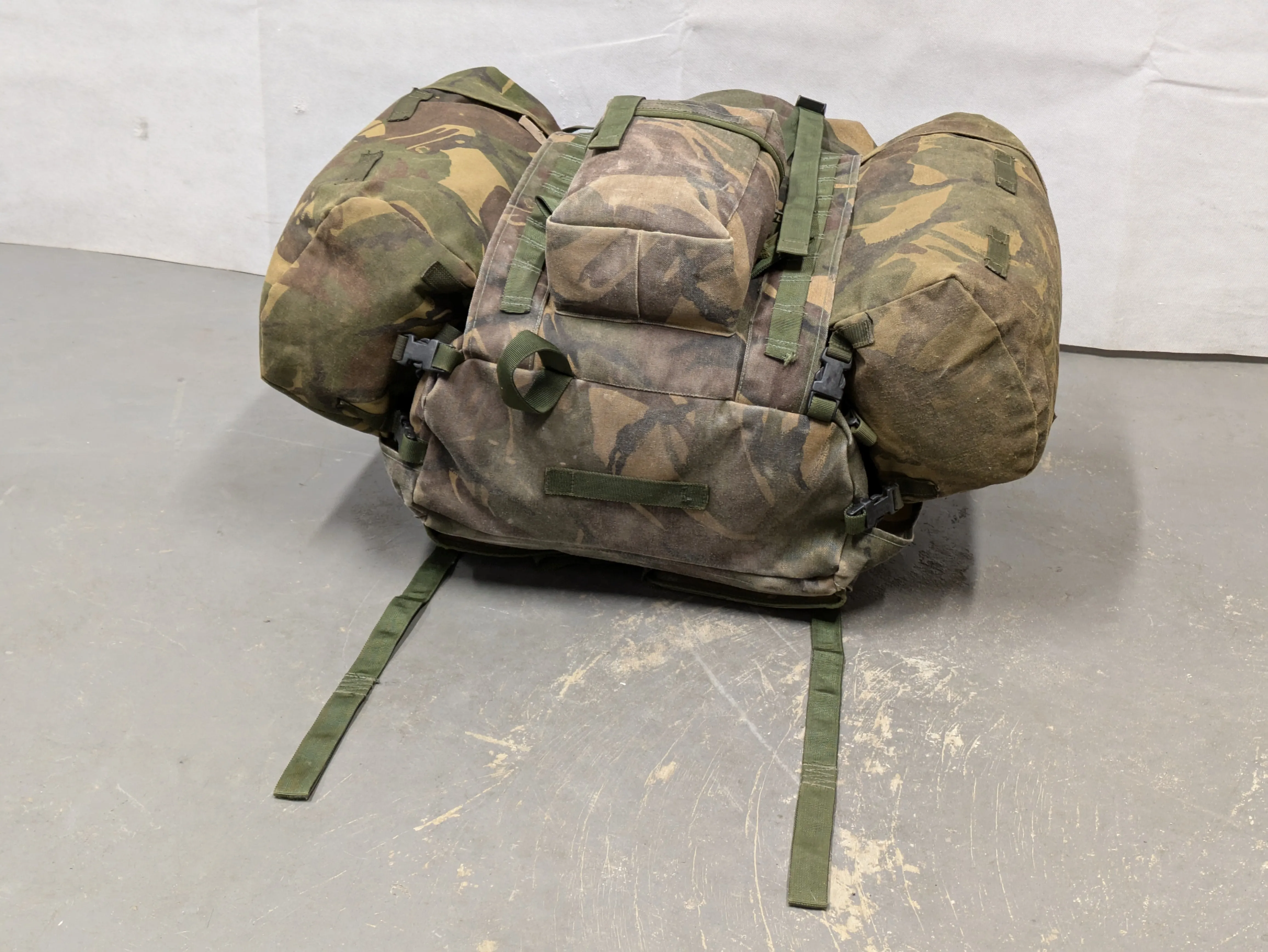 British Army DPM Camo Long Back 100L Bergen Rucksack with Side Pockets