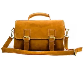 Brown Stone Leather Bag Vintage Satchel Natural Tan Nubuck