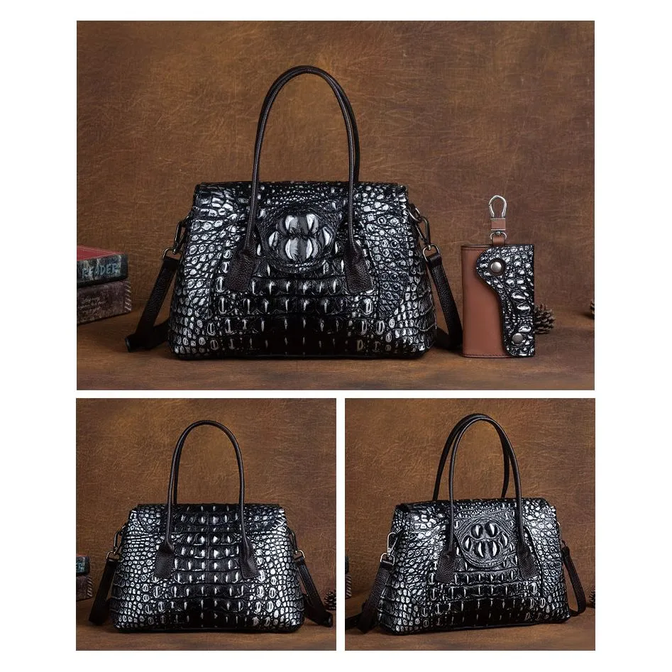 Chic CrocLeather Retro Croc Pattern Shoulder Bag