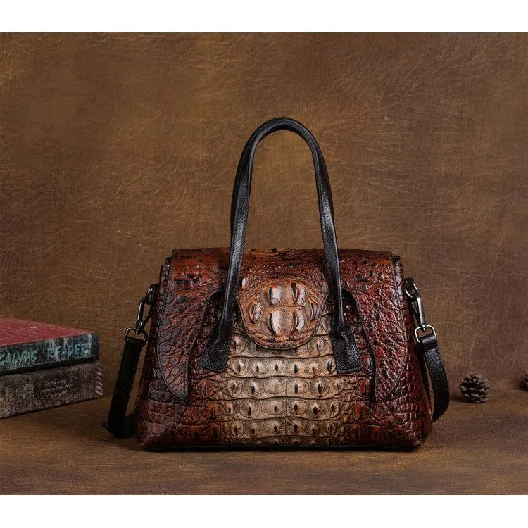 Chic CrocLeather Retro Croc Pattern Shoulder Bag