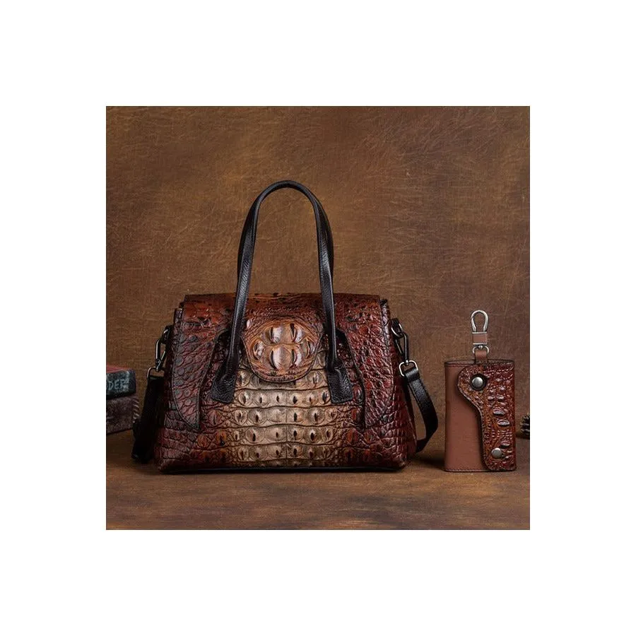 Chic CrocLeather Retro Croc Pattern Shoulder Bag