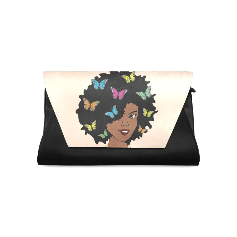 Chocolate Butterfly Diva Leather Clutch Bag