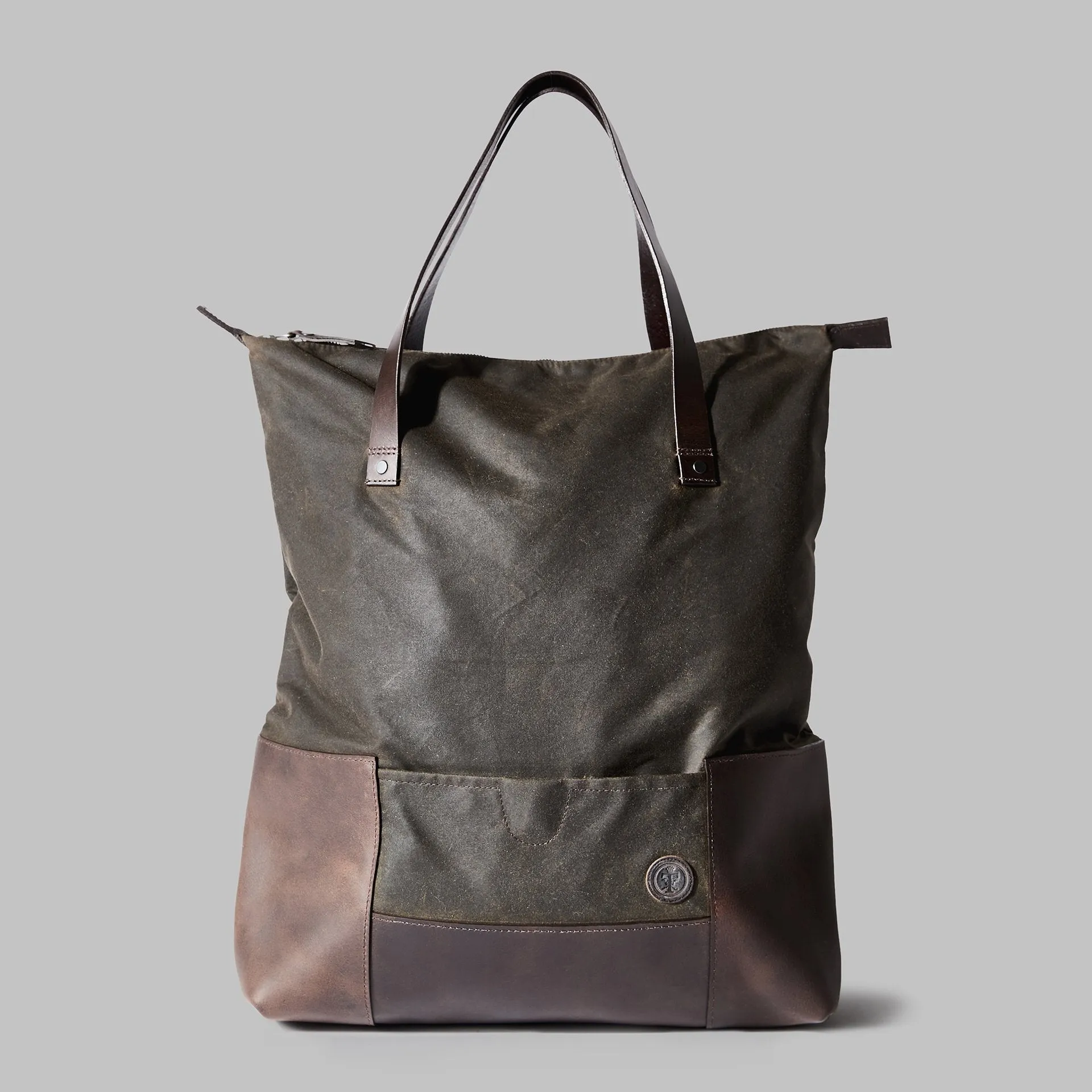 Drayton Olive Waxed Cotton Rucksack Tote