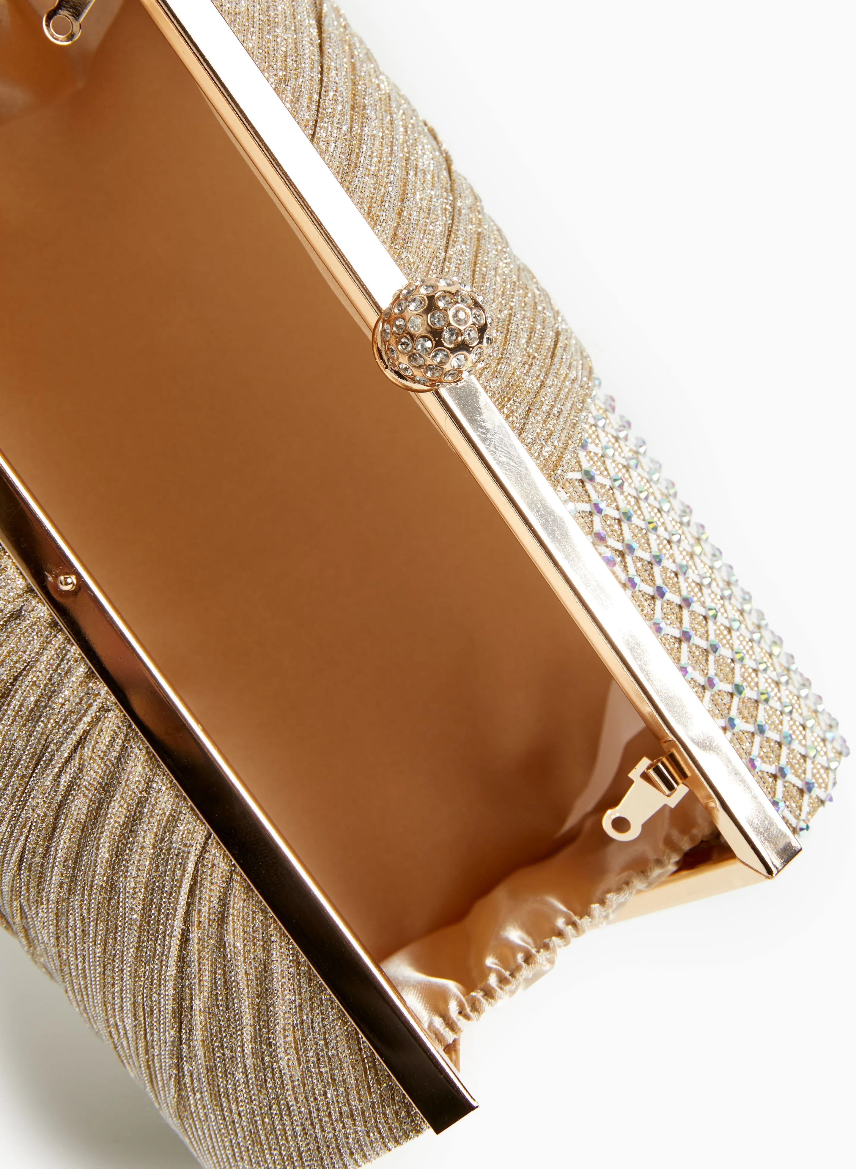 Glitter Mesh Draped Clutch