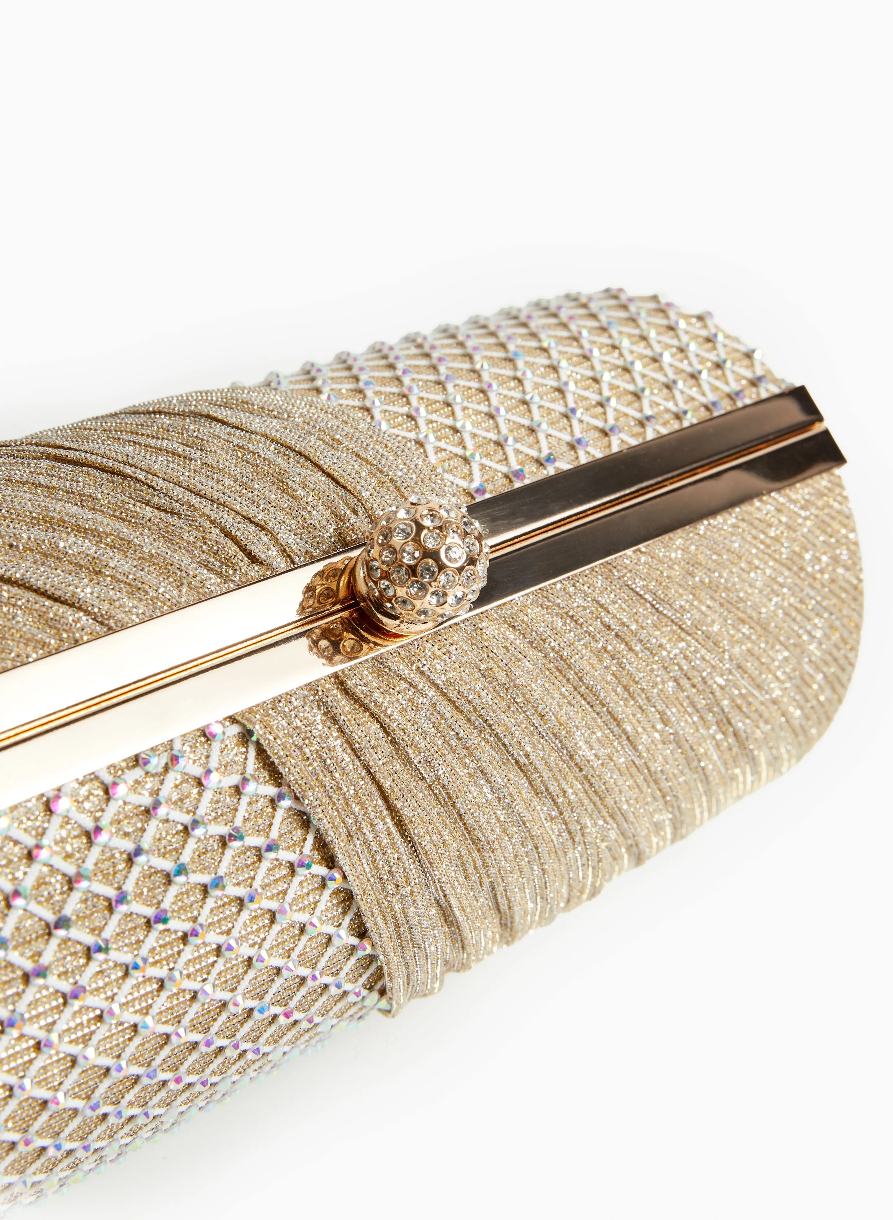 Glitter Mesh Draped Clutch