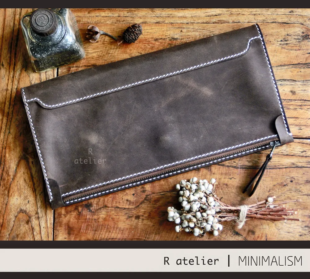 Handmade Leather Foldover Clutch Bag