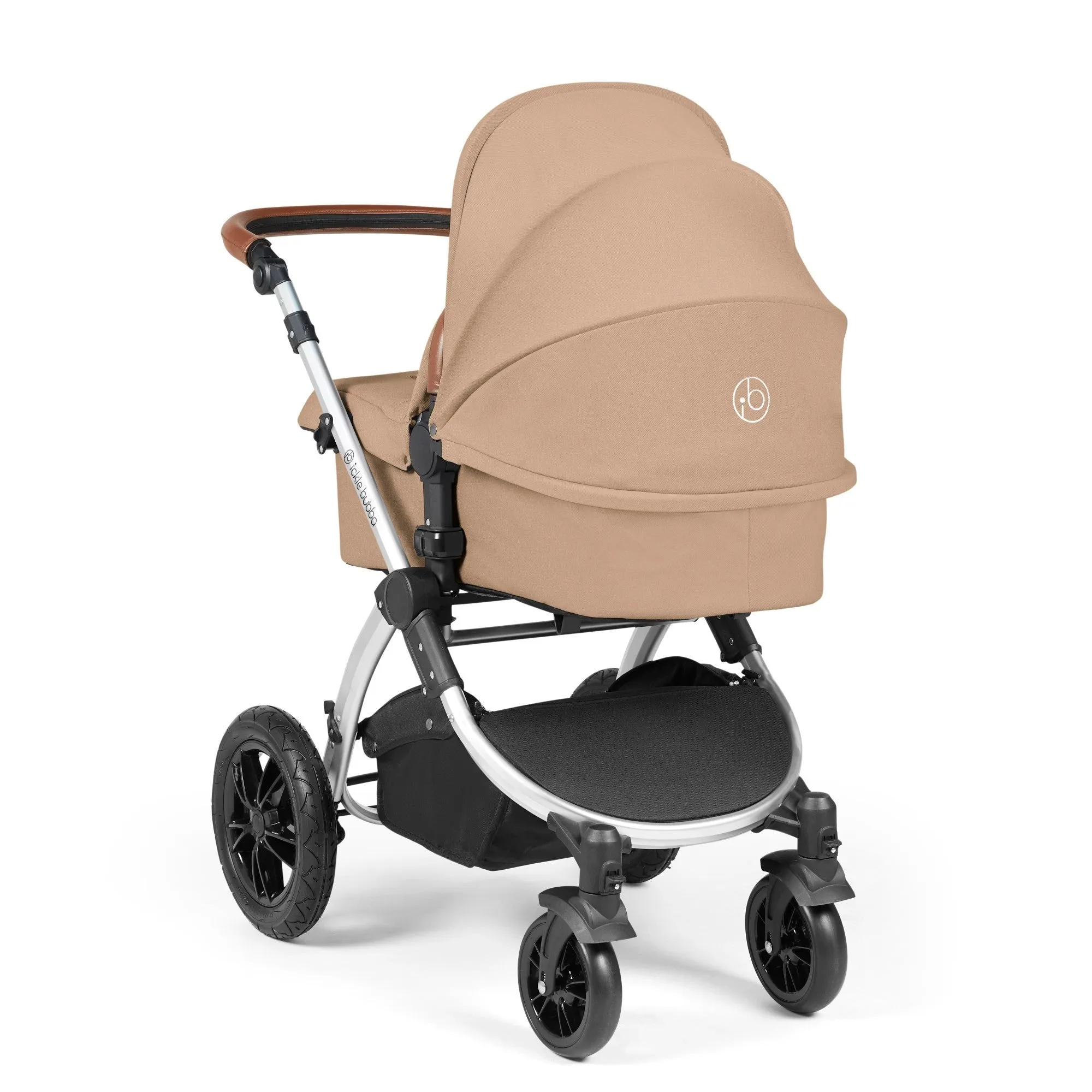 Ickle Bubba Stomp Luxe All-in-One I Size Travel System With Isofix Base (Stratus) Desert on Silver