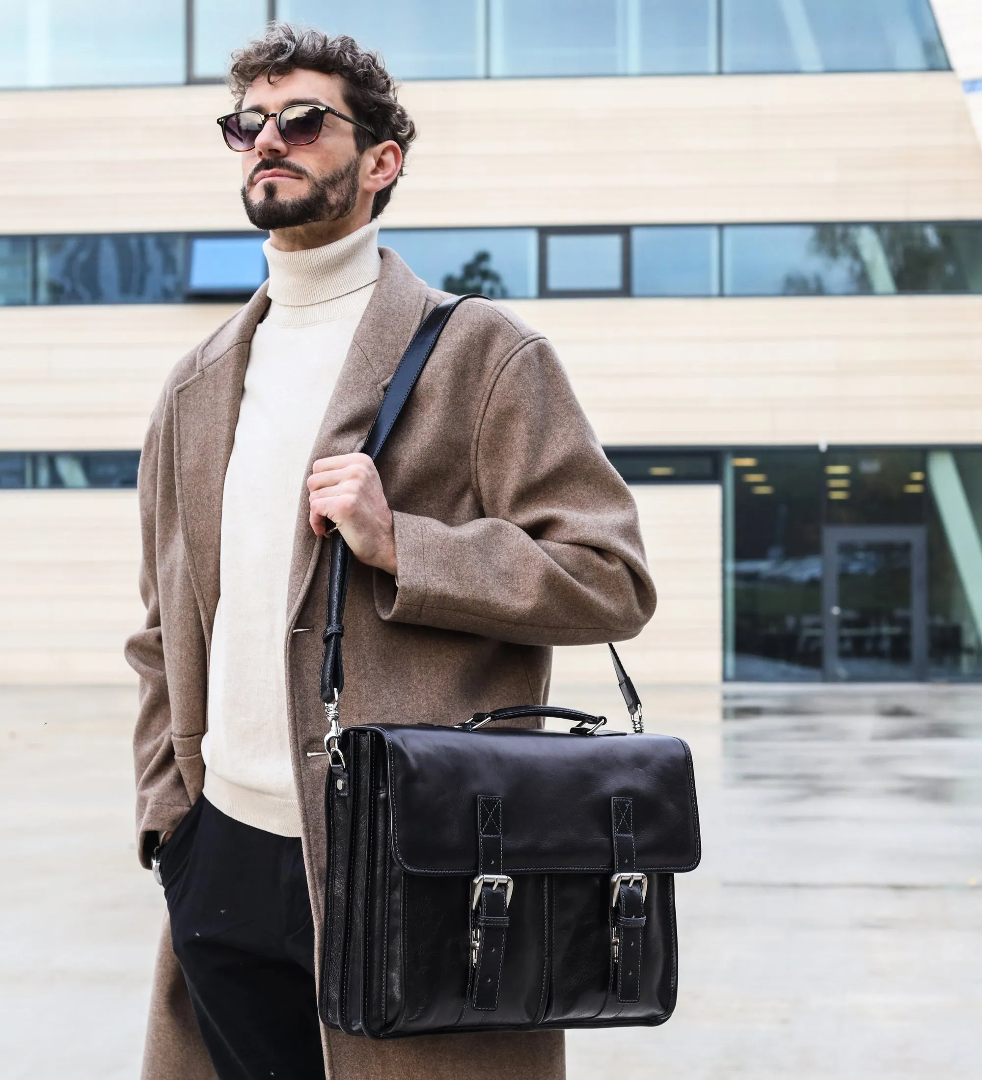 Leather Briefcase Satchel Bag - The Time Machine