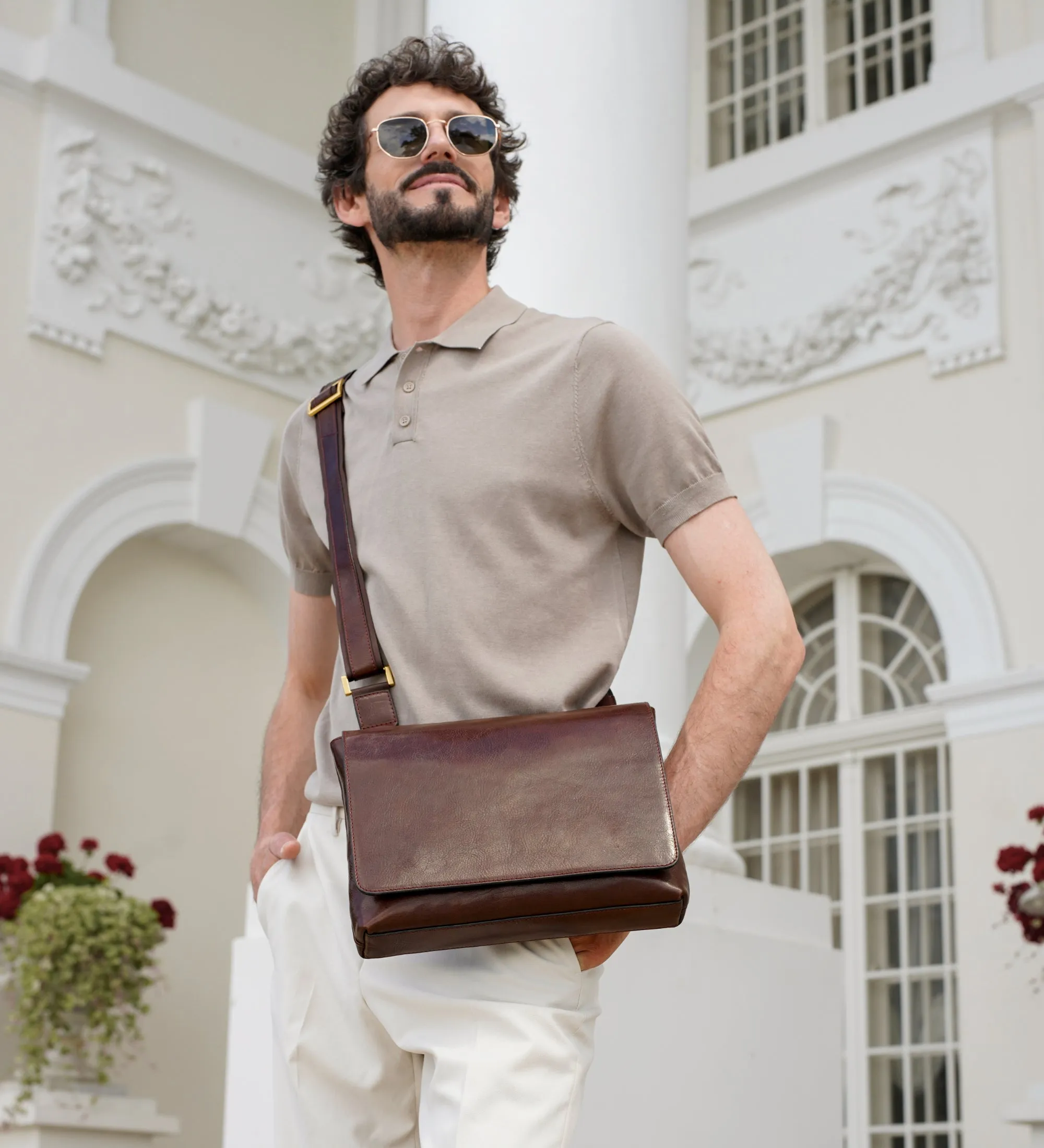 Leather Messenger Bag - A Room with a View