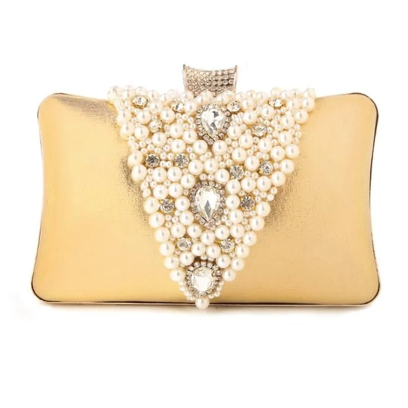 Luxy Moon Beaded Evening Bags Pearl Crystal Wedding Clutches