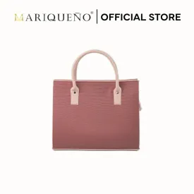 MADELINE Croc Embossed Satchel Bag in Old Rose