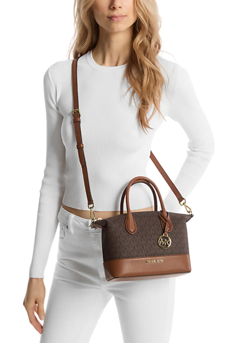 Michael Kors Hyde Satchel Bag Small Logo In Brown 35S4G4FS1B