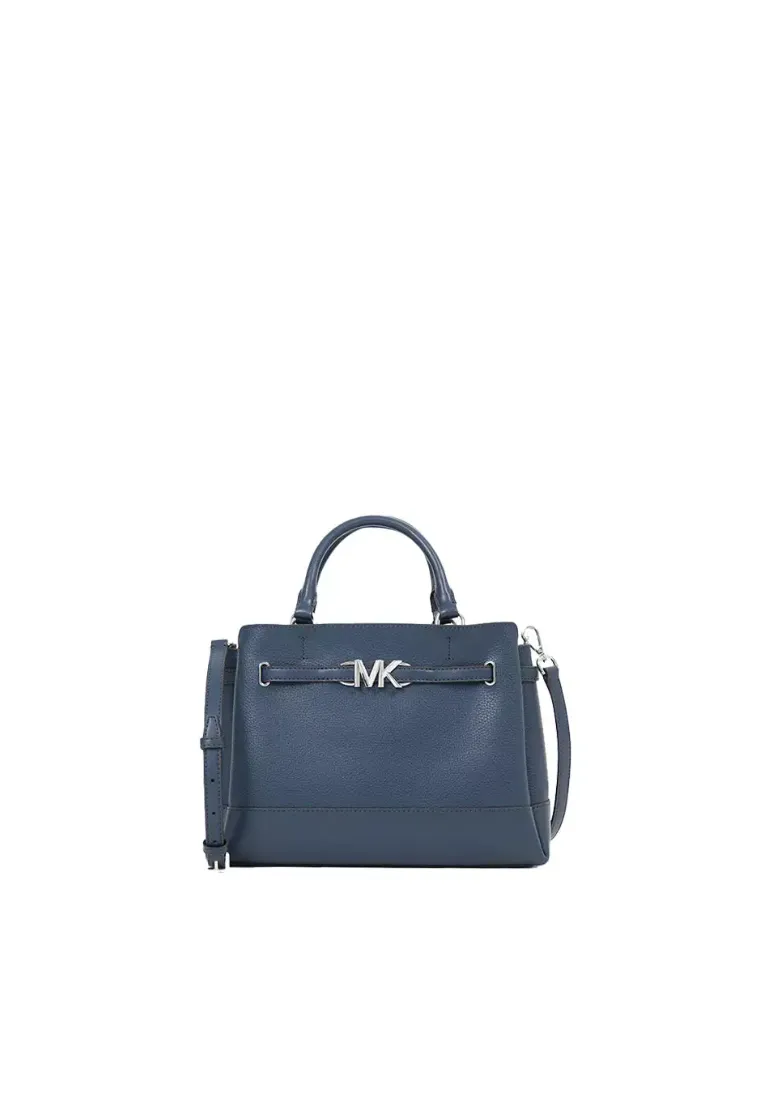 Michael Kors Reed Large Leather Satchel Bag In Navy 35S3S6RS3T