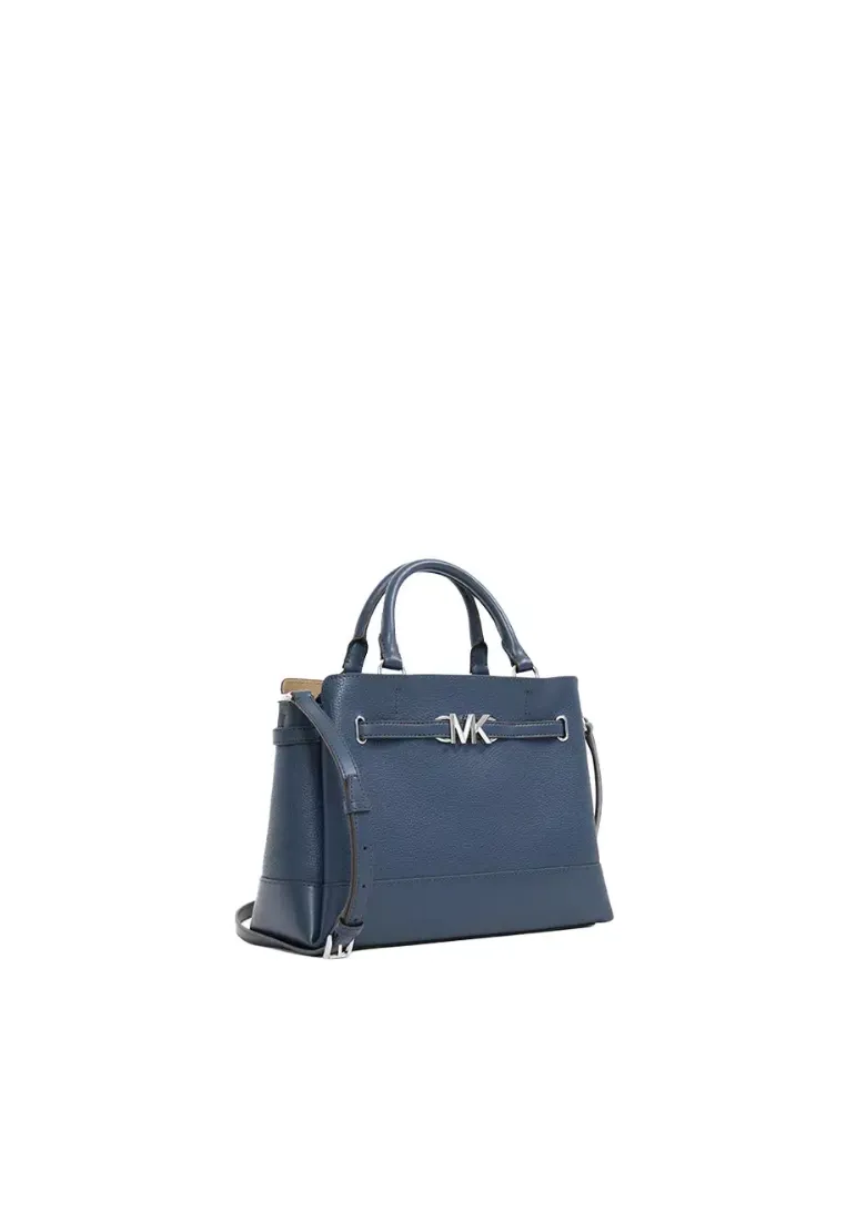 Michael Kors Reed Large Leather Satchel Bag In Navy 35S3S6RS3T