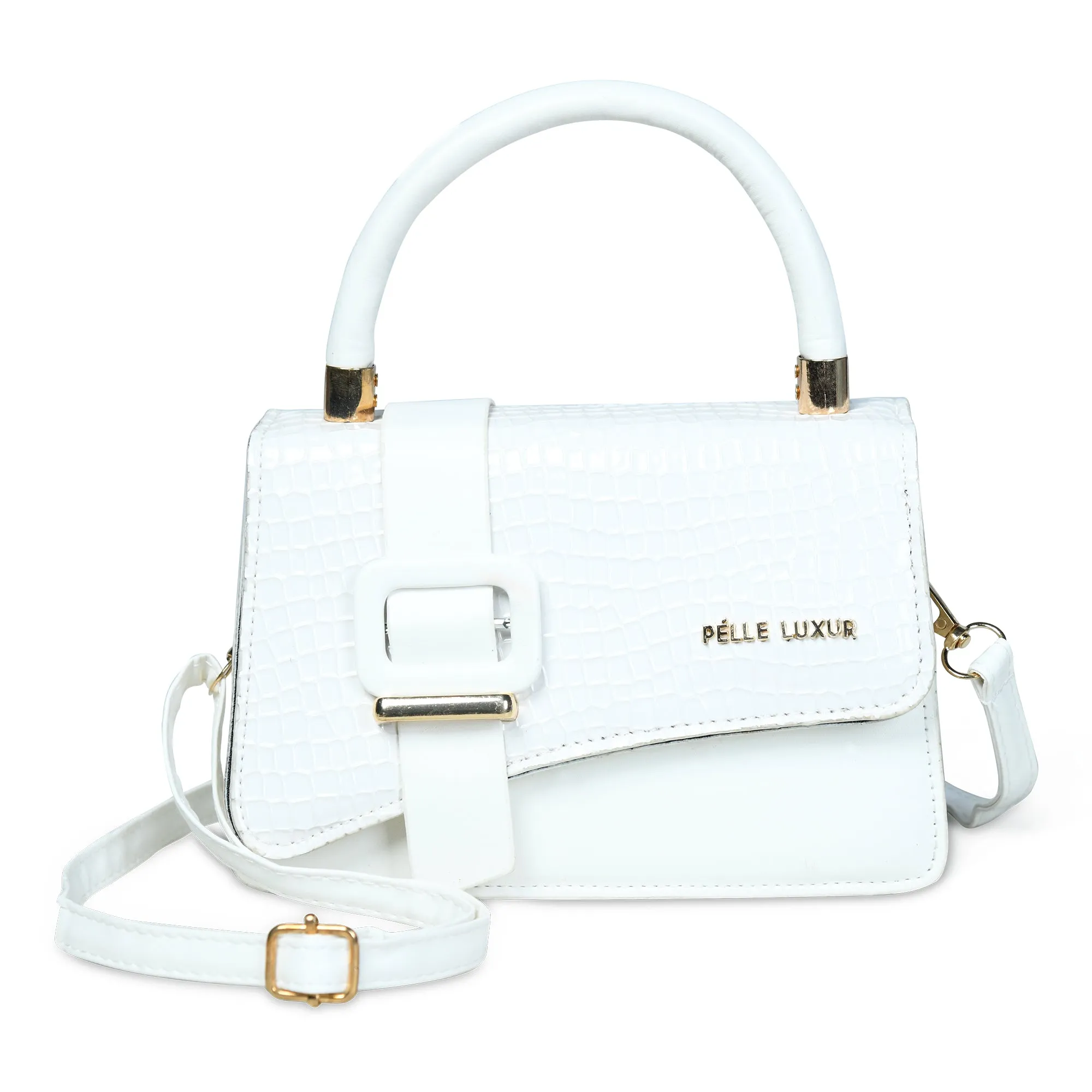 Pelle Luxure Women's PU Small Sling Bag – Available in Blue, White, Green, and Black