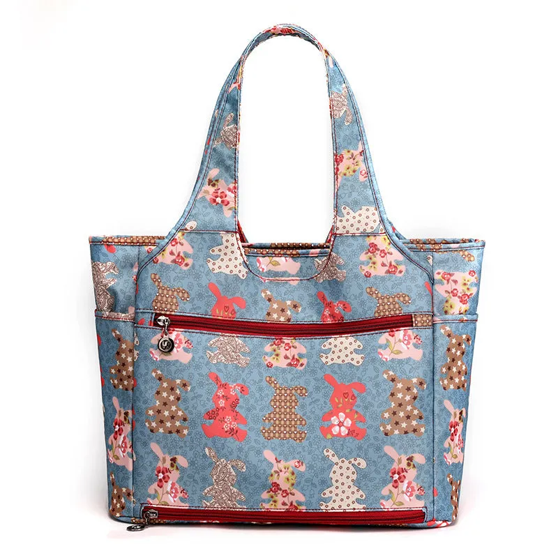 Printed Nylon Tote Shoulder Bag: Casual Chic with Large Capacity