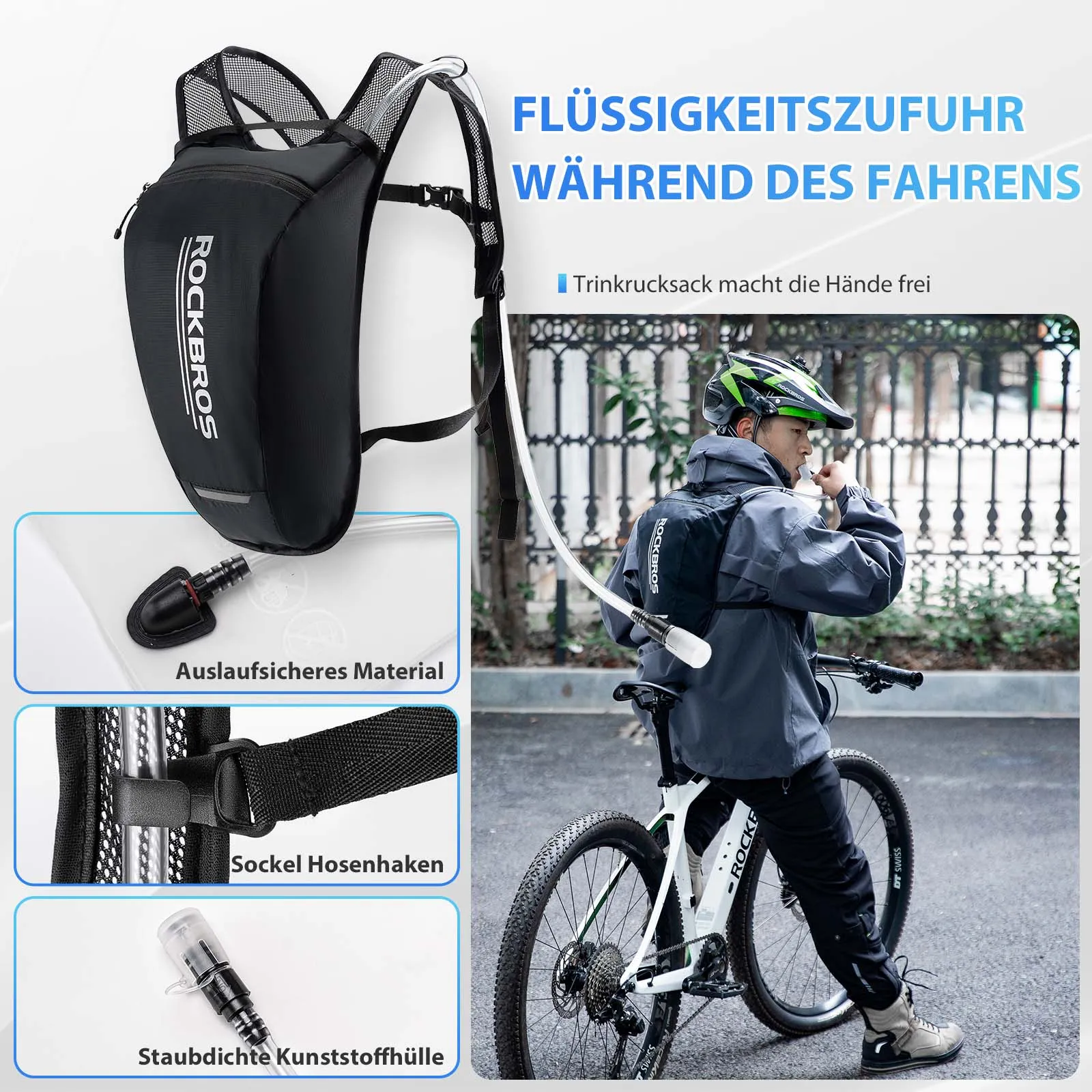 ROCKBROS Ultraleicht Trinkblase Rucksack Fahrradrucksack mit Trinksystem 2L