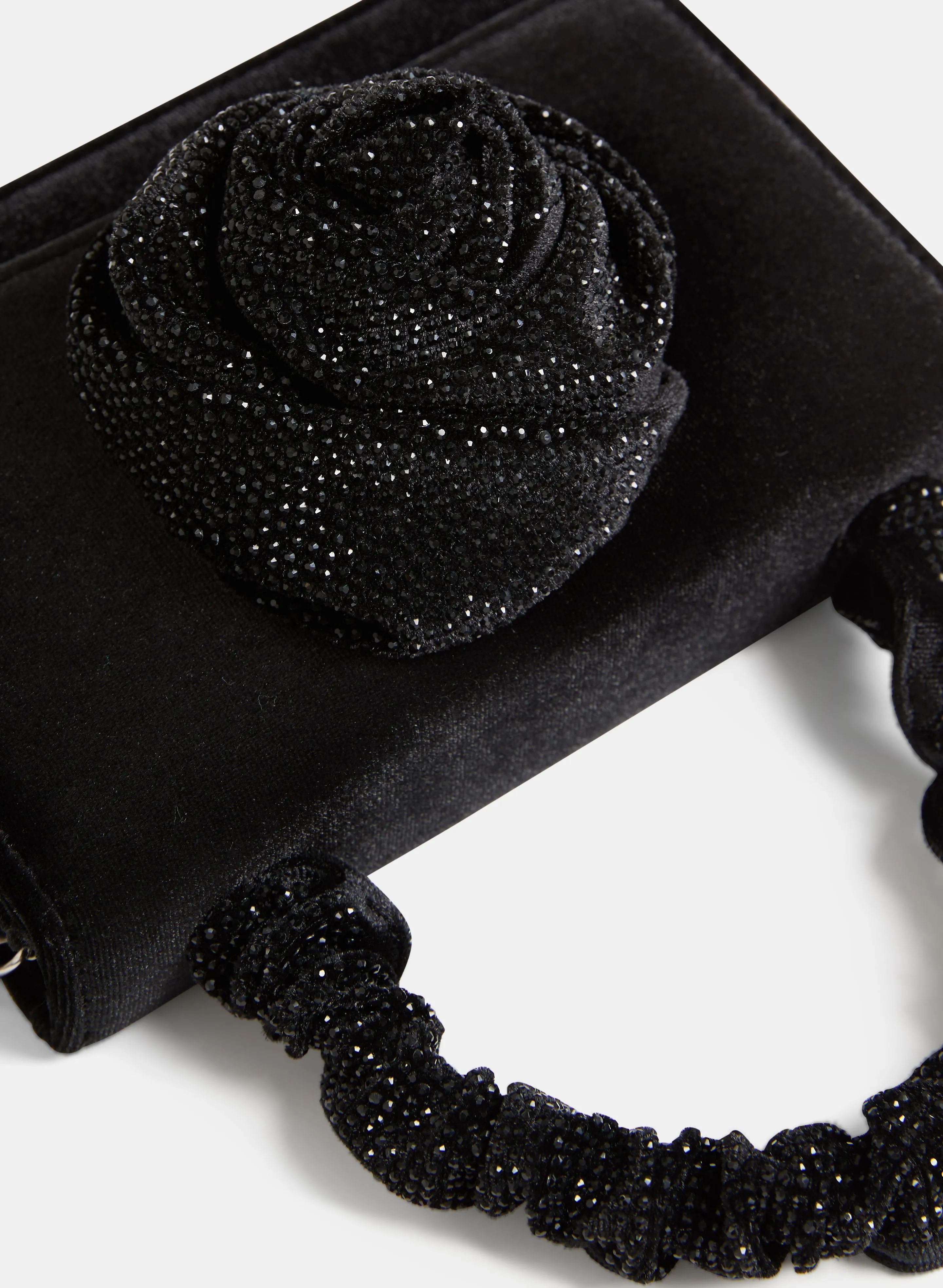 Rosette Embellished Box Clutch