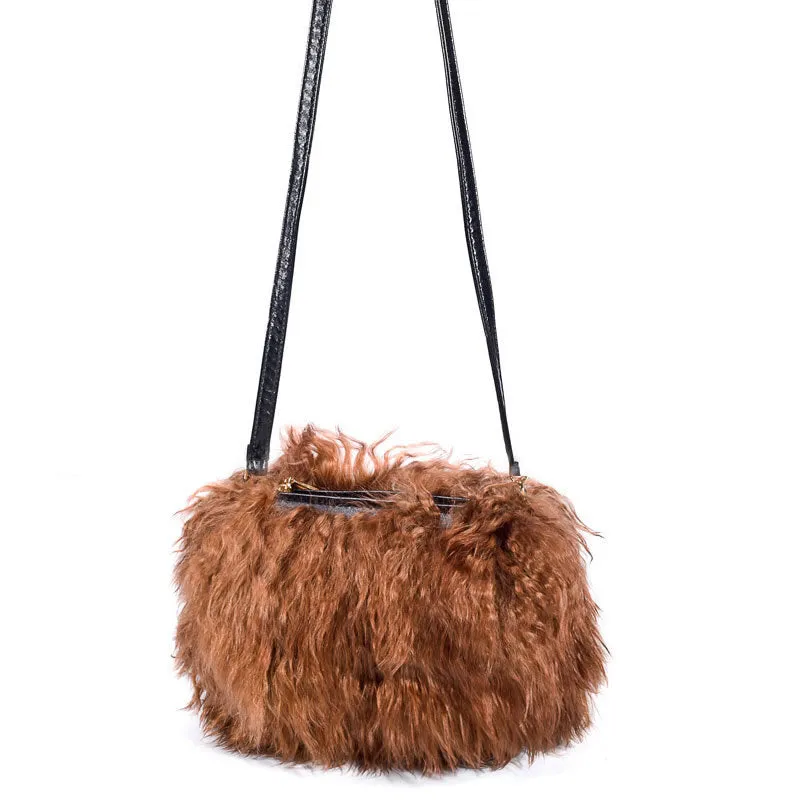 Shoulder Bag Real Fox Fur Bag Raccoon Fur Lamb Fur Handbag Totes FS14401