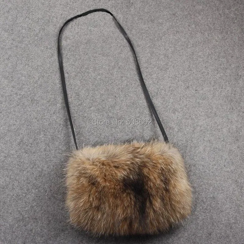 Shoulder Bag Real Fox Fur Bag Raccoon Fur Lamb Fur Handbag Totes FS14401