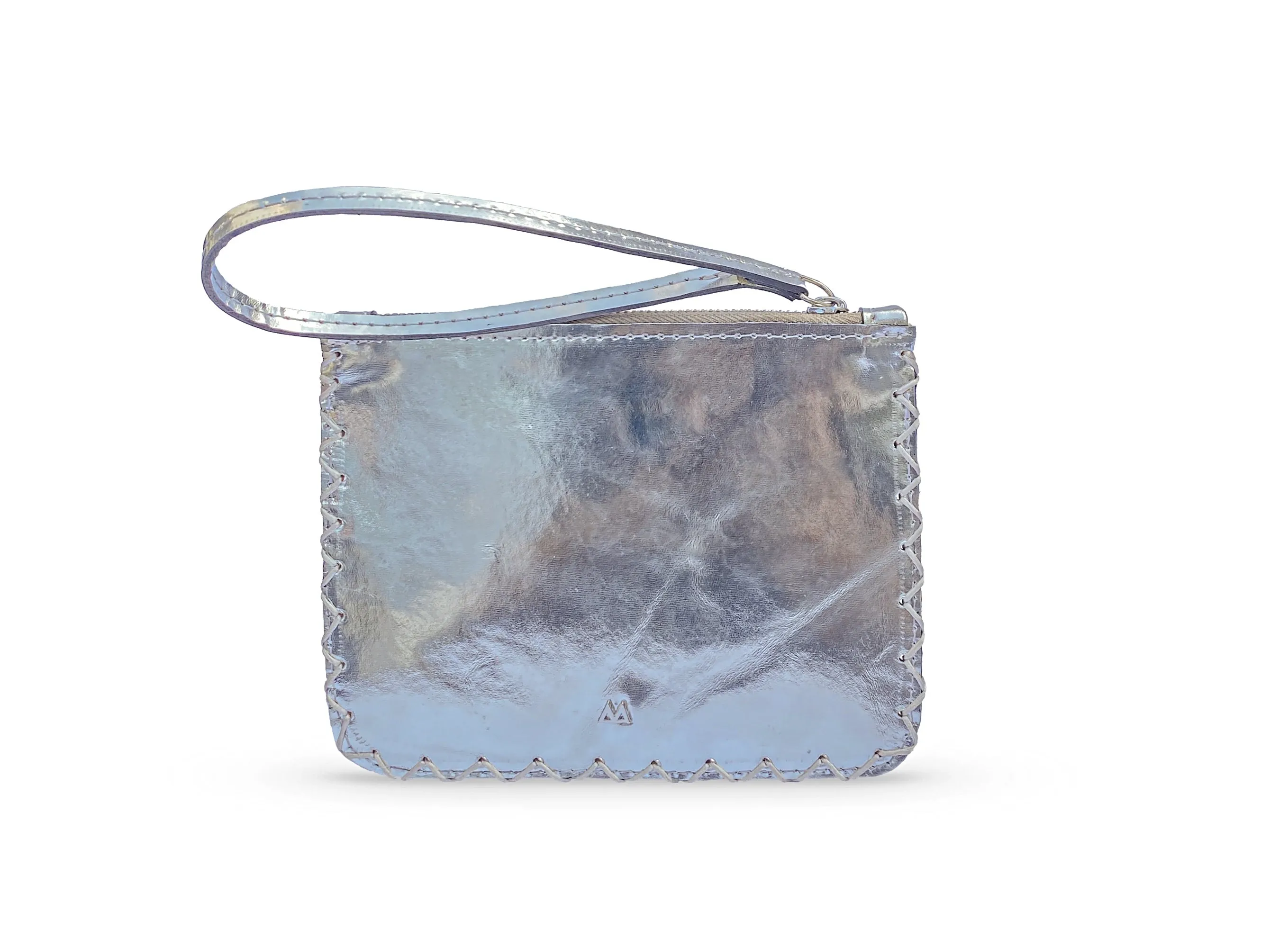 SILVER PATENT VIVIAN FLAT POUCH