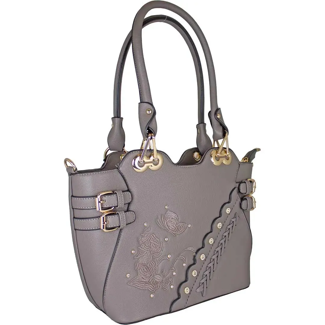 Temptation Italy Butterfly Embroidered Two Handle Shoulder Bag
