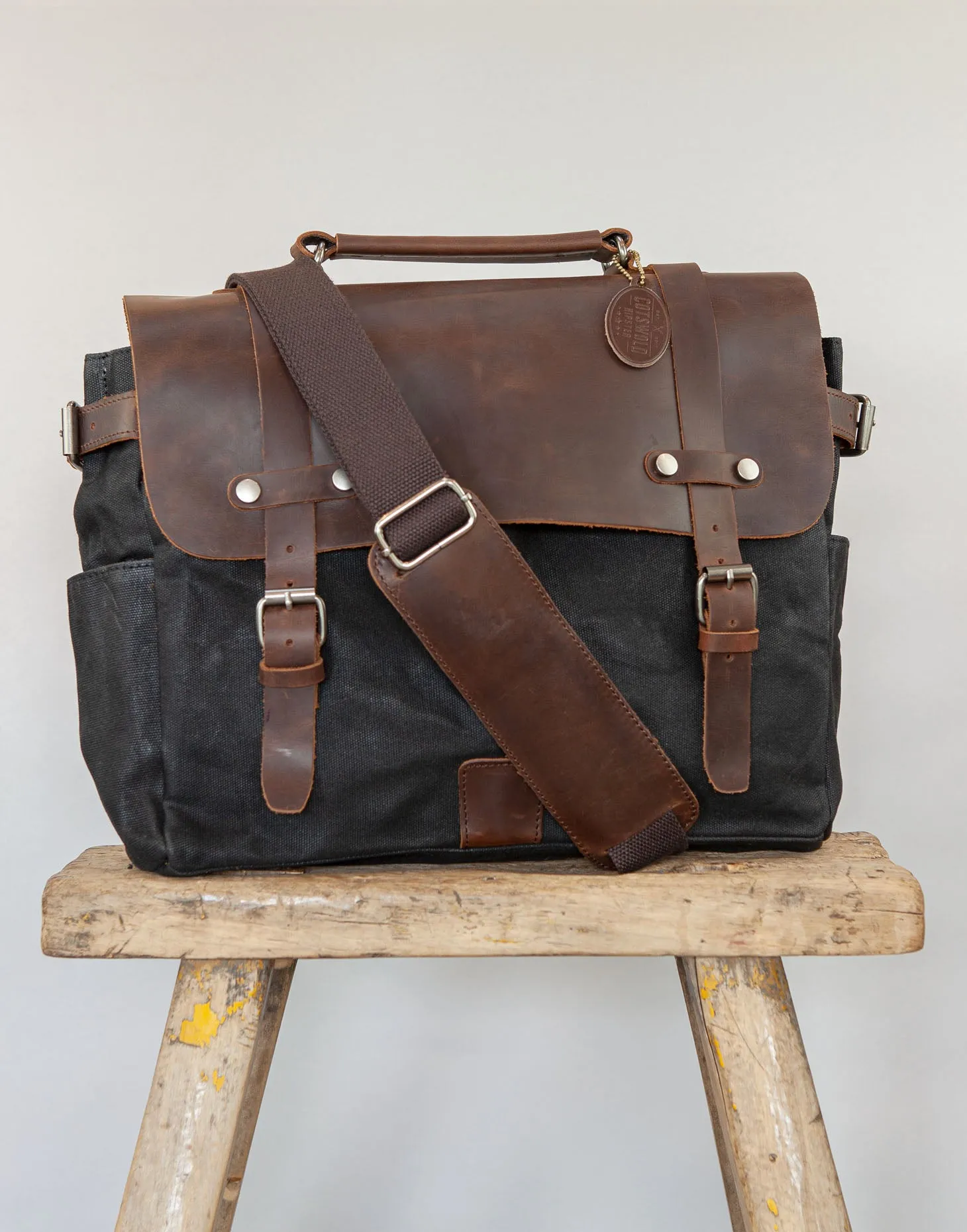 The Burford Messenger V2 - waxed canvas and leather bag