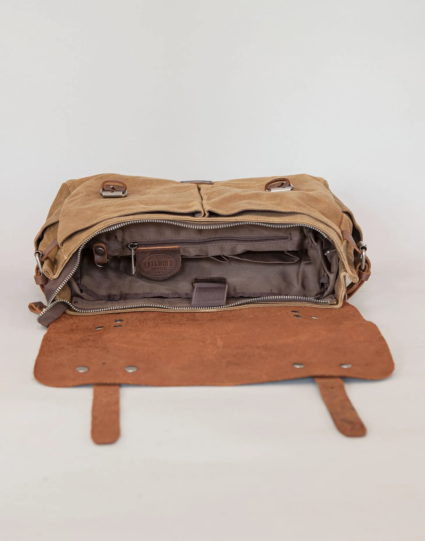 The Burford Messenger V2 - waxed canvas and leather bag