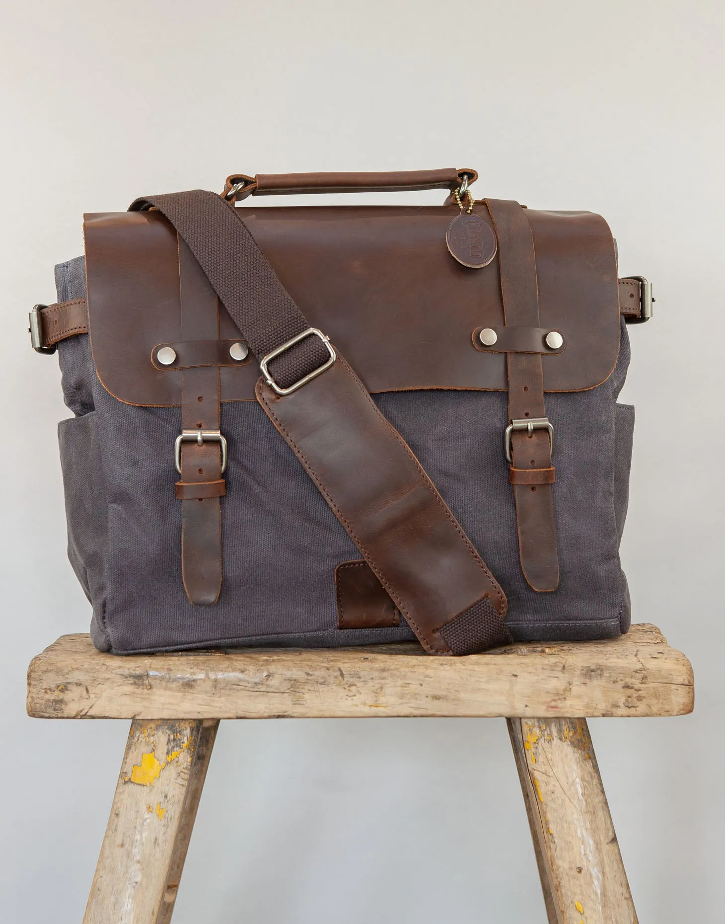 The Burford Messenger V2 - waxed canvas and leather bag