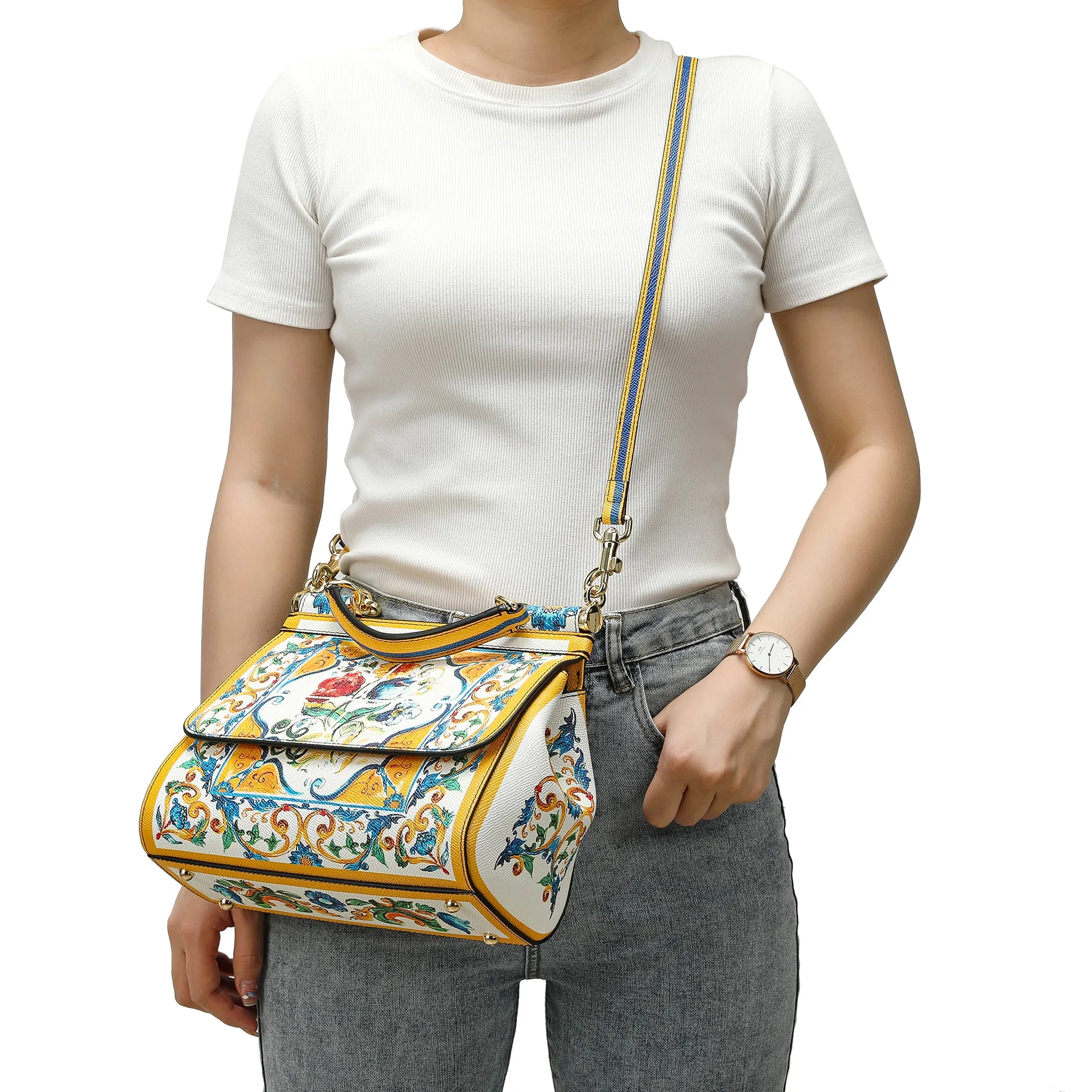 Tiffany & Fred Printed Leather Satchel/Shoulder Bag