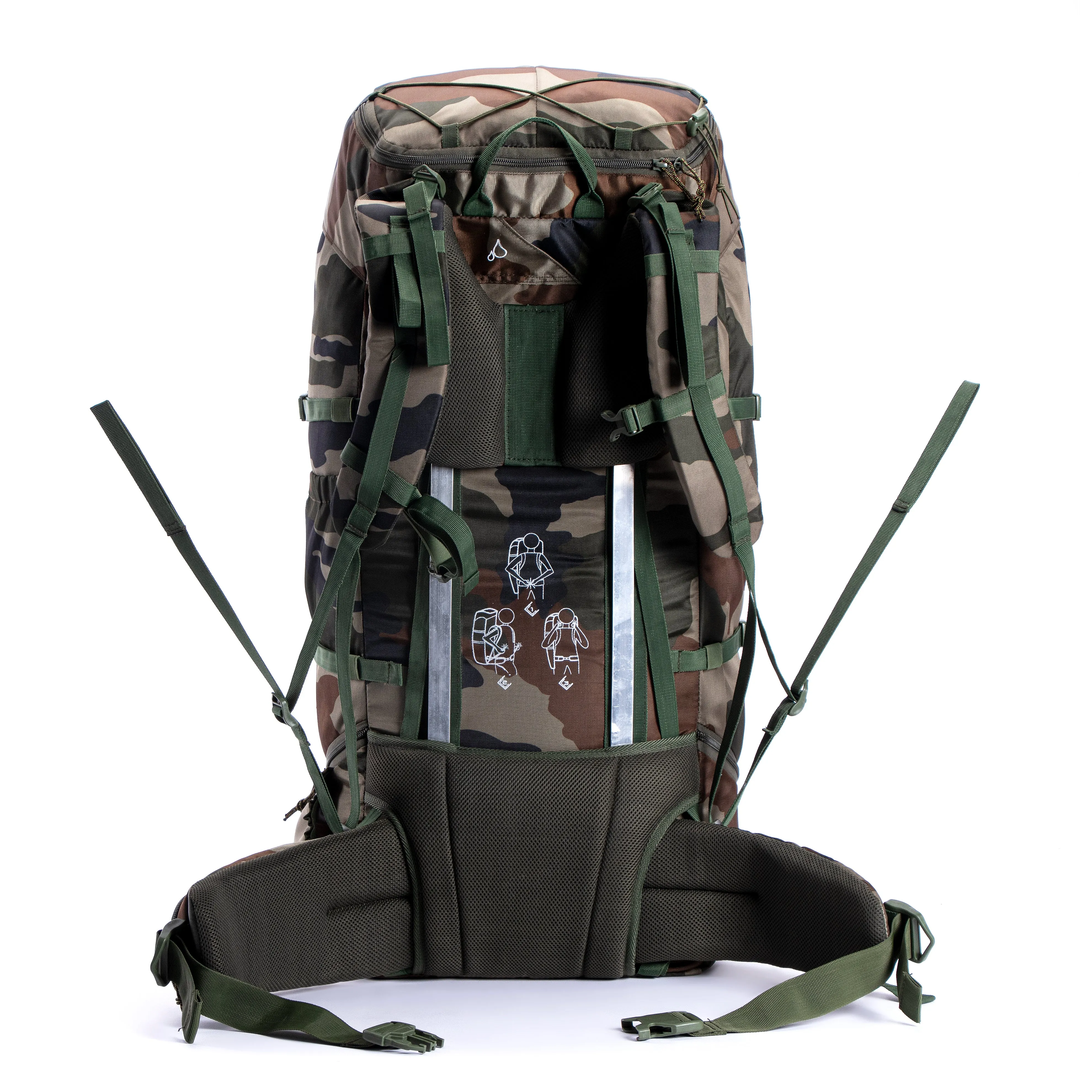 Tripole Terra Backpacking and Trekking Rucksack with Front Opening, Rain Cover and Metal Frame | Indian Army | 50 Litres