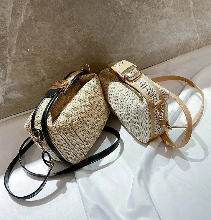 Versatile Small Square Straw Woven Bag