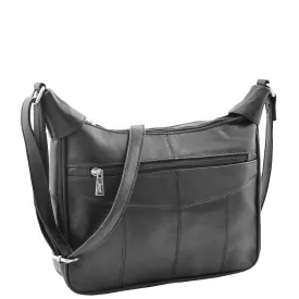 Womens Leather Cross Body Messenger Bag HOL004 Black